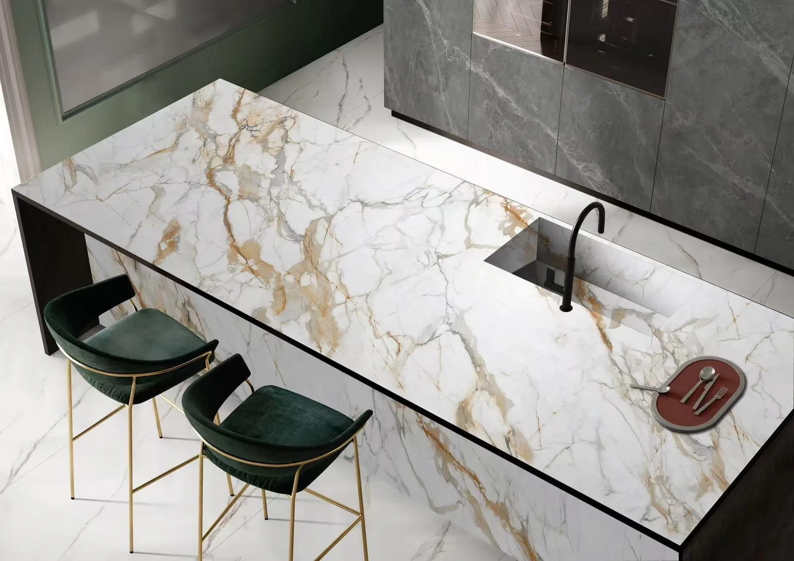 Project Showcase 1 - Calacatta Gold Sintered Surface Fitout